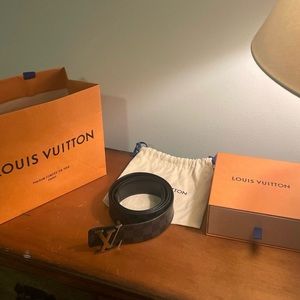Louis Vuitton Initiales Reversible Belt in Black/Graphite Damier